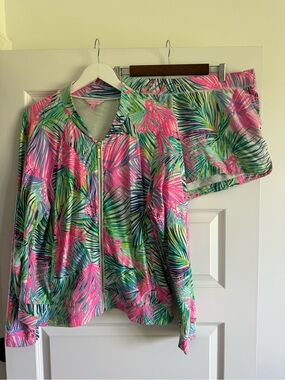 Lilly Pulitzer Joleen Bomber Zip Up Jacket and Shorts Set
